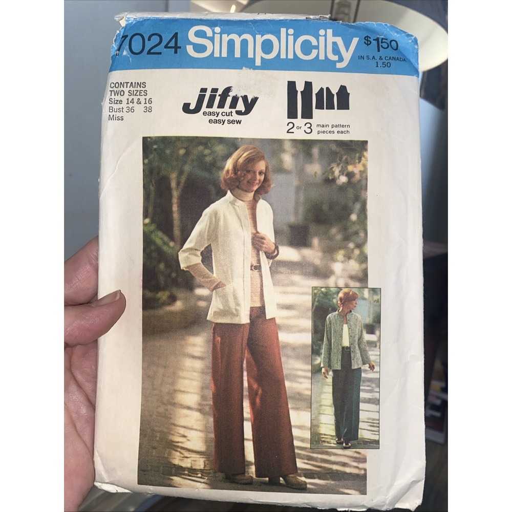 SIMPLICITY Jiffy Pattern 7024 Size 14 & 16 Bust 36 & 38 Vintage Cut Complete